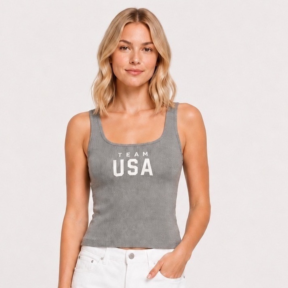 SKIMS Soft Lounge Tank Top Team USA Heather Gray Large